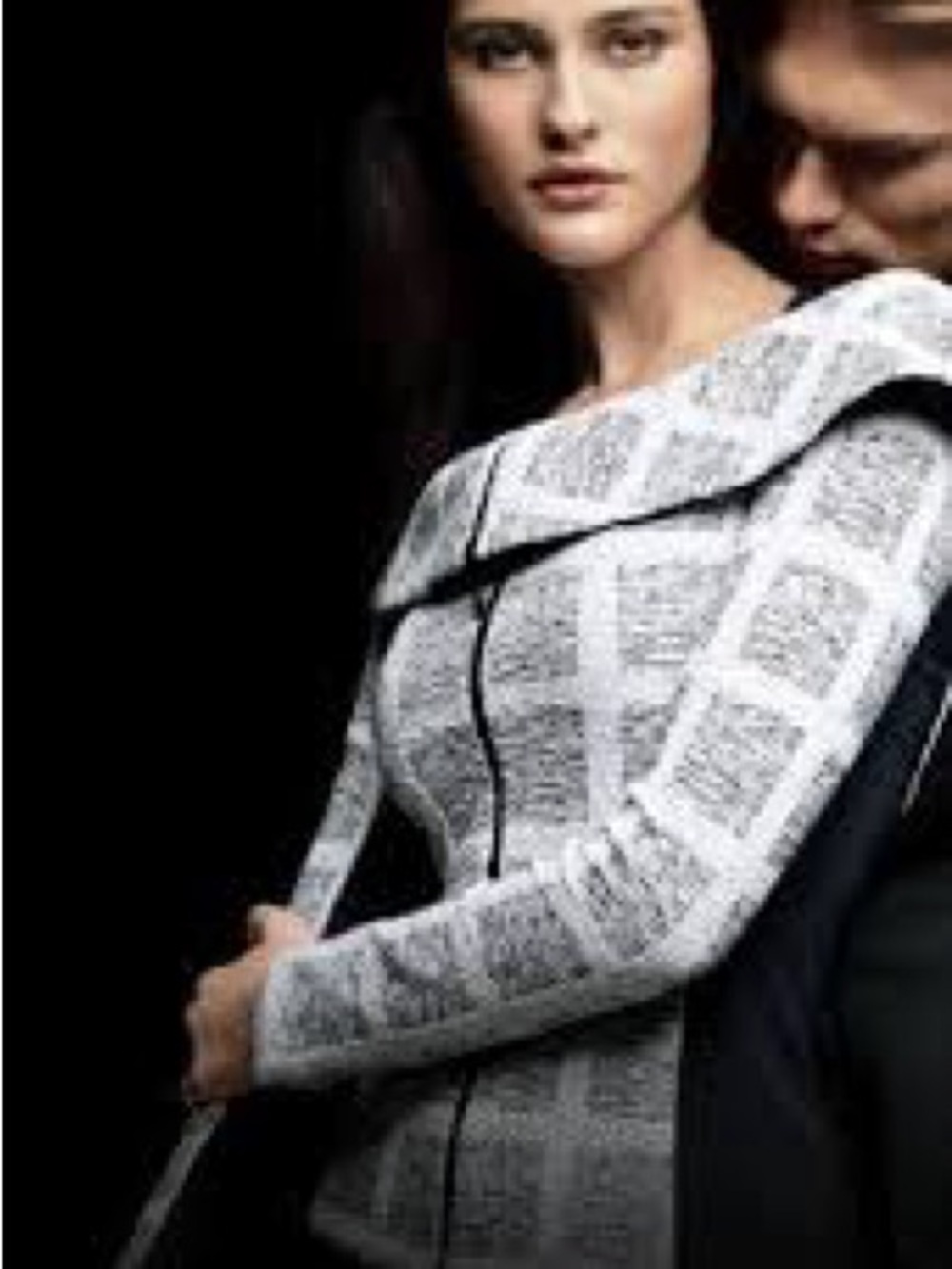 Joseph Ribkoff Black and White Off-Shoulder Zip Front Jacket